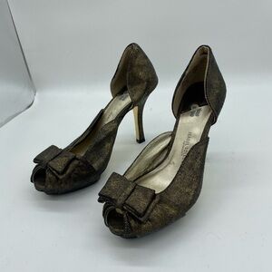 Isabel Toledo Open Toed Heels Pumps Shimmer Bow Womens Size 6.5